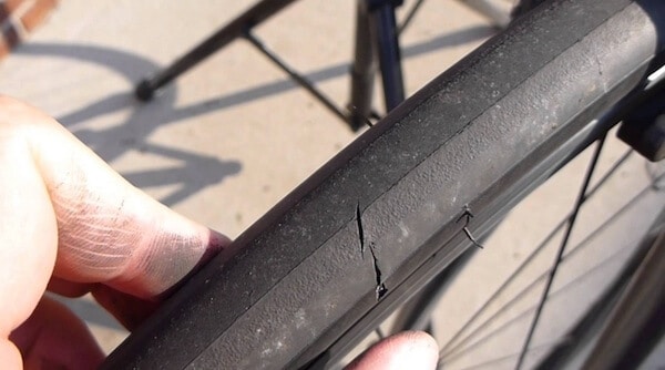 sing of cracked road bike tire